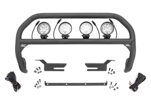 Ford Bronco Nudge Bar - Front - Rough Country - 4 Inch Round LED (x4) - Black - '21-'25